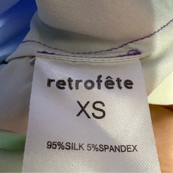 Retrofete Clarisa Silk Crop Top Size XS Rainbow Sky Ombre Long Sleeve NWT - Picture 14 of 14